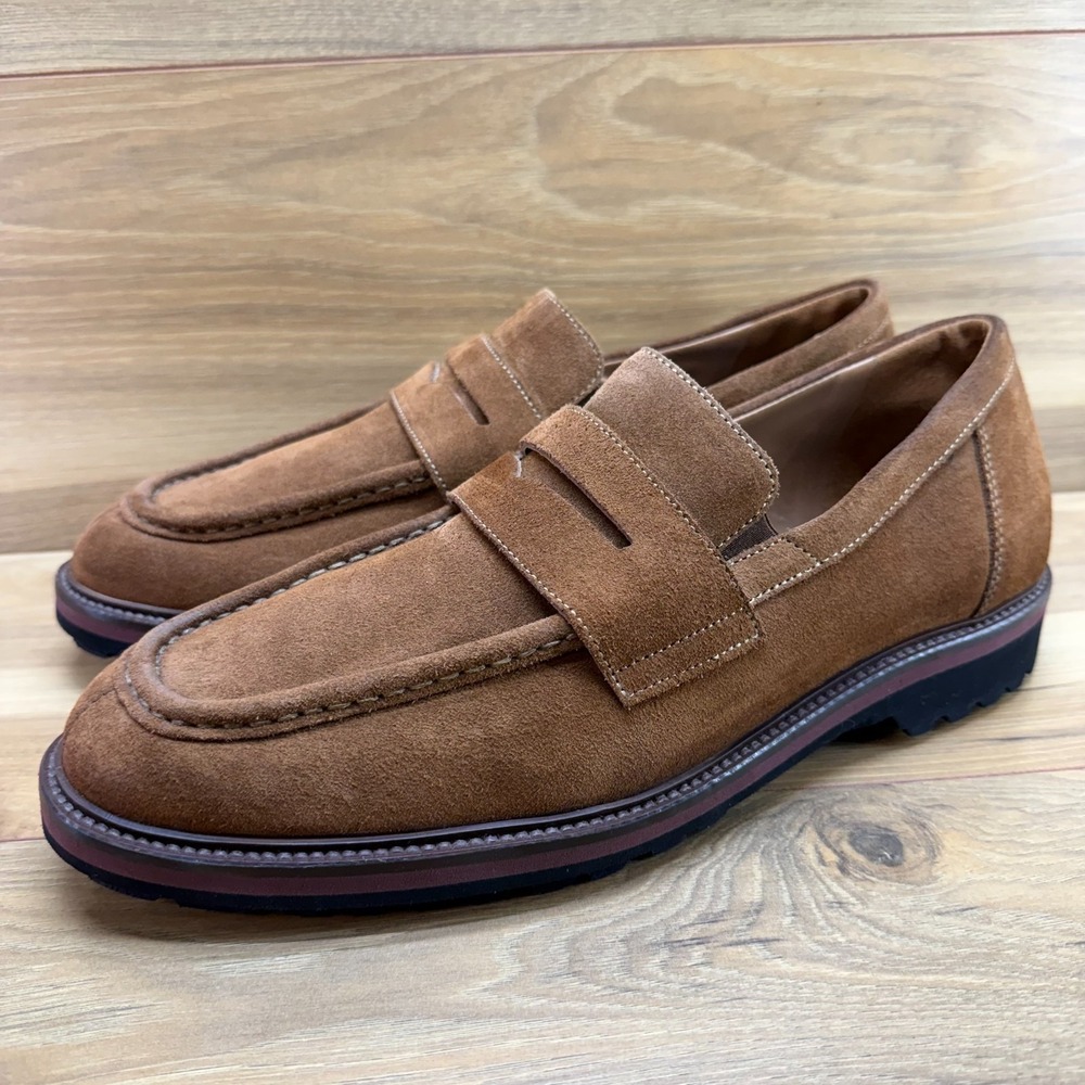 Mephisto Penny Loafer Mens 11.5 Brown Suede Lite Lug Sole Business Casual Modern